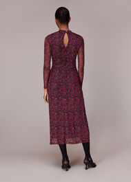 Outlined Floral Tie Mesh Dress